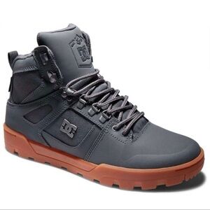 DC Pure Hightop Boot Skate Shoes, Grey/Gum, Mens 11.5